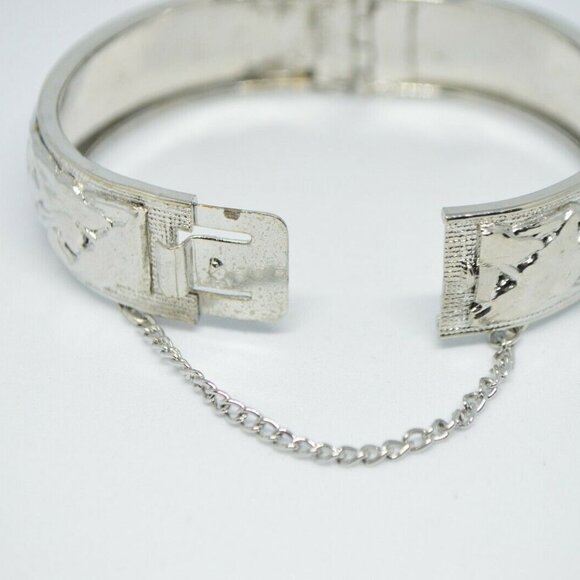 Silver Tone Floral Calla Lily Embossed Bangle - Picture 6 of 7